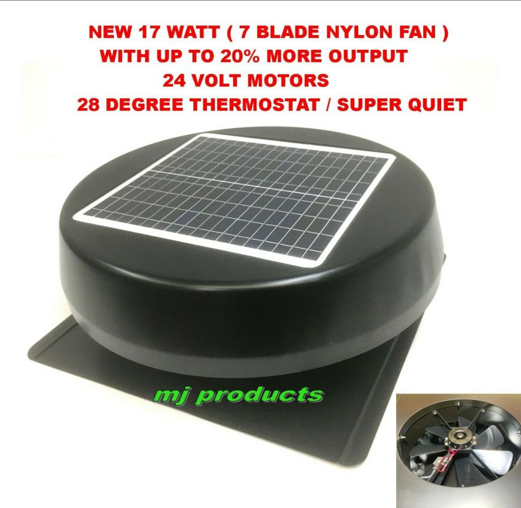 Solar Roof Vent Exhaust Fan Ventilator Extractor Ventilation 17 Watt Solar Panel Mj Products