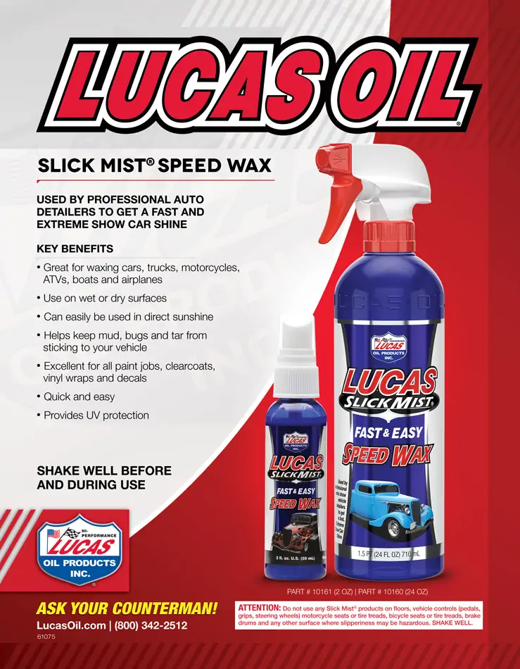 Lucas, slick mist Speed Wax 710ml spray bottle, 10160, shines and