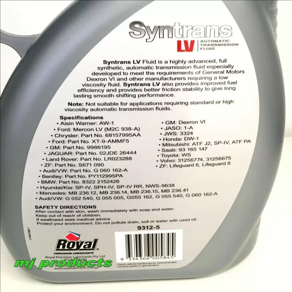 TRANS FLUID-SERVICE PRO MULTI-VEHICLE DEXRON VI, FORD MERCON LV ATF FULL  SYN (6X1QT) SPL00281 - RH CROWN